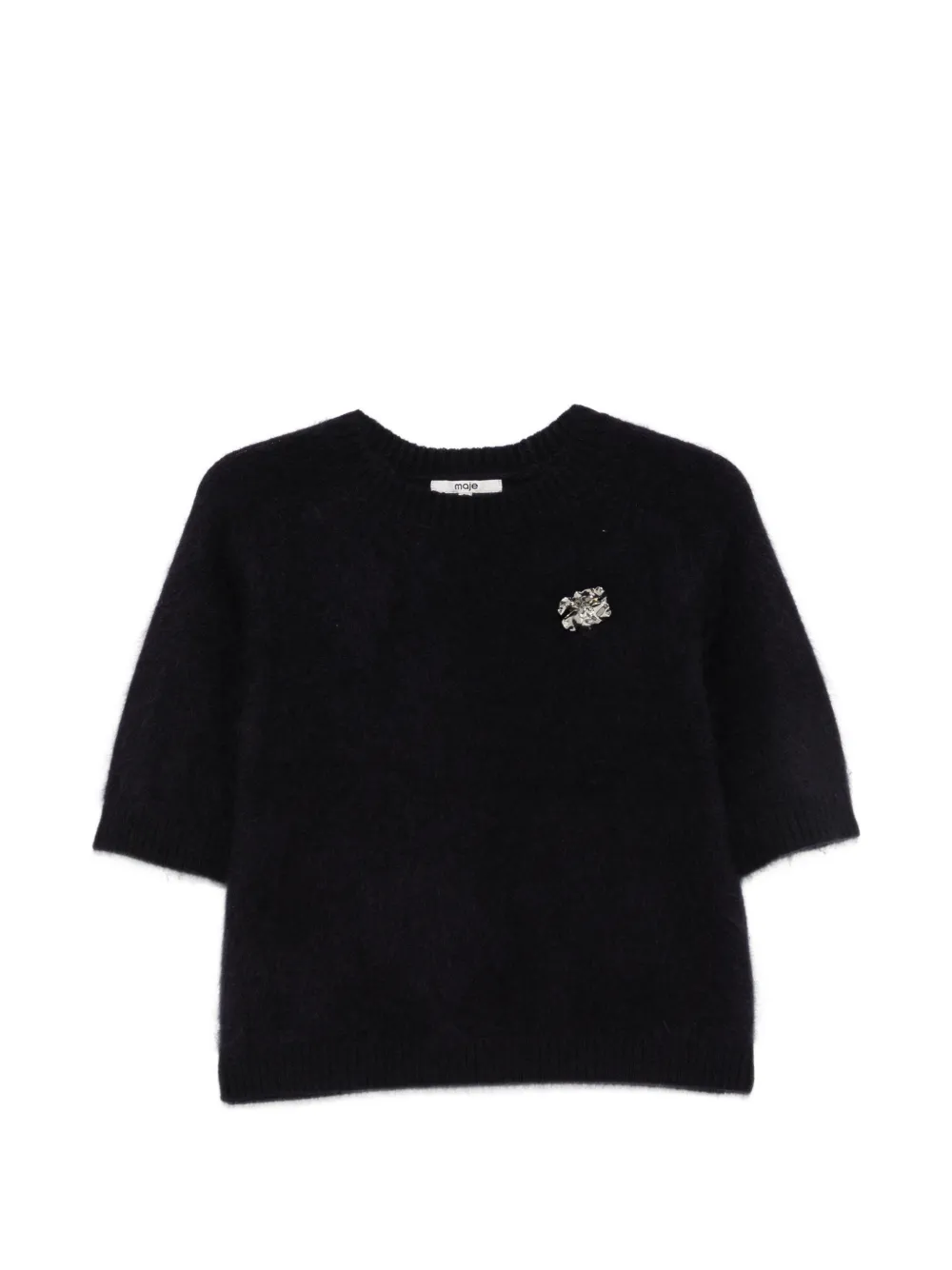 Maje embellished short-sleeve sweater - Nero