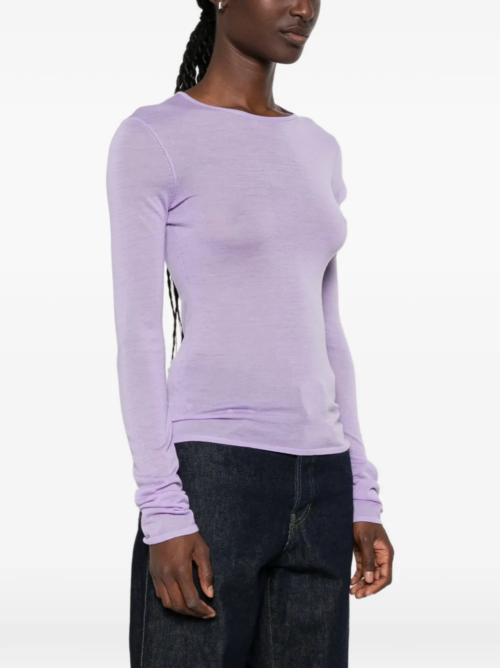 Maje second-skin round neck sweater Paars