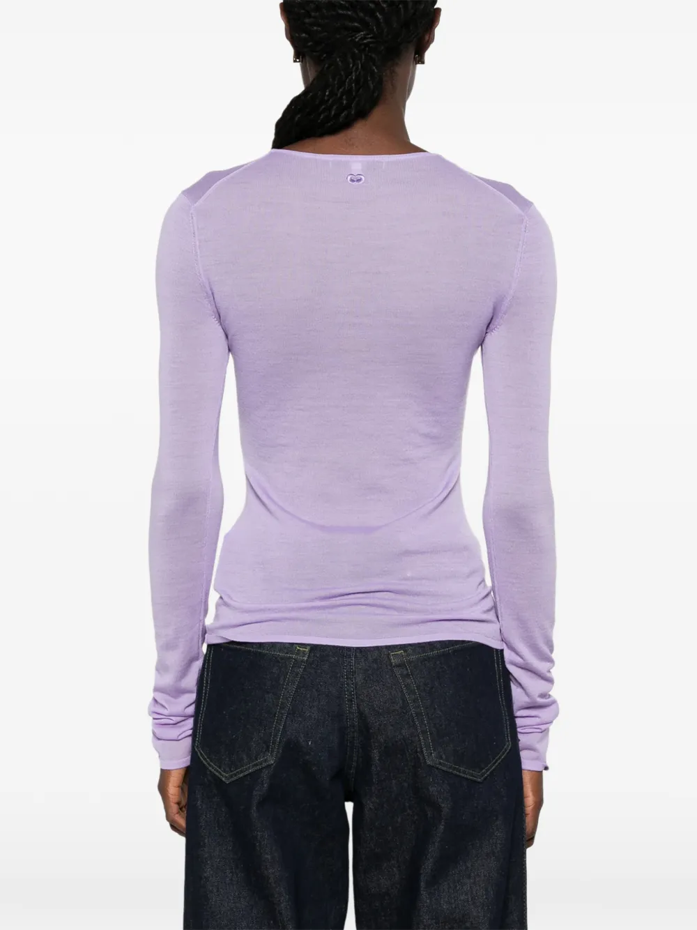 Maje second-skin round neck sweater Paars