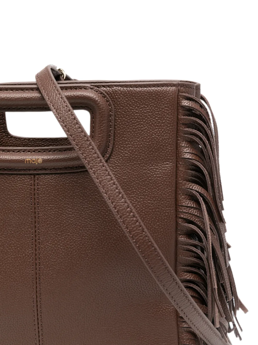 Maje Leren shopper Bruin