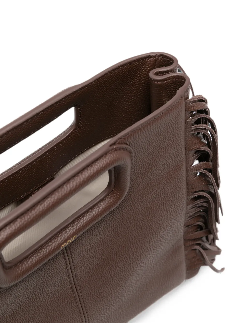 Maje Leren shopper Bruin