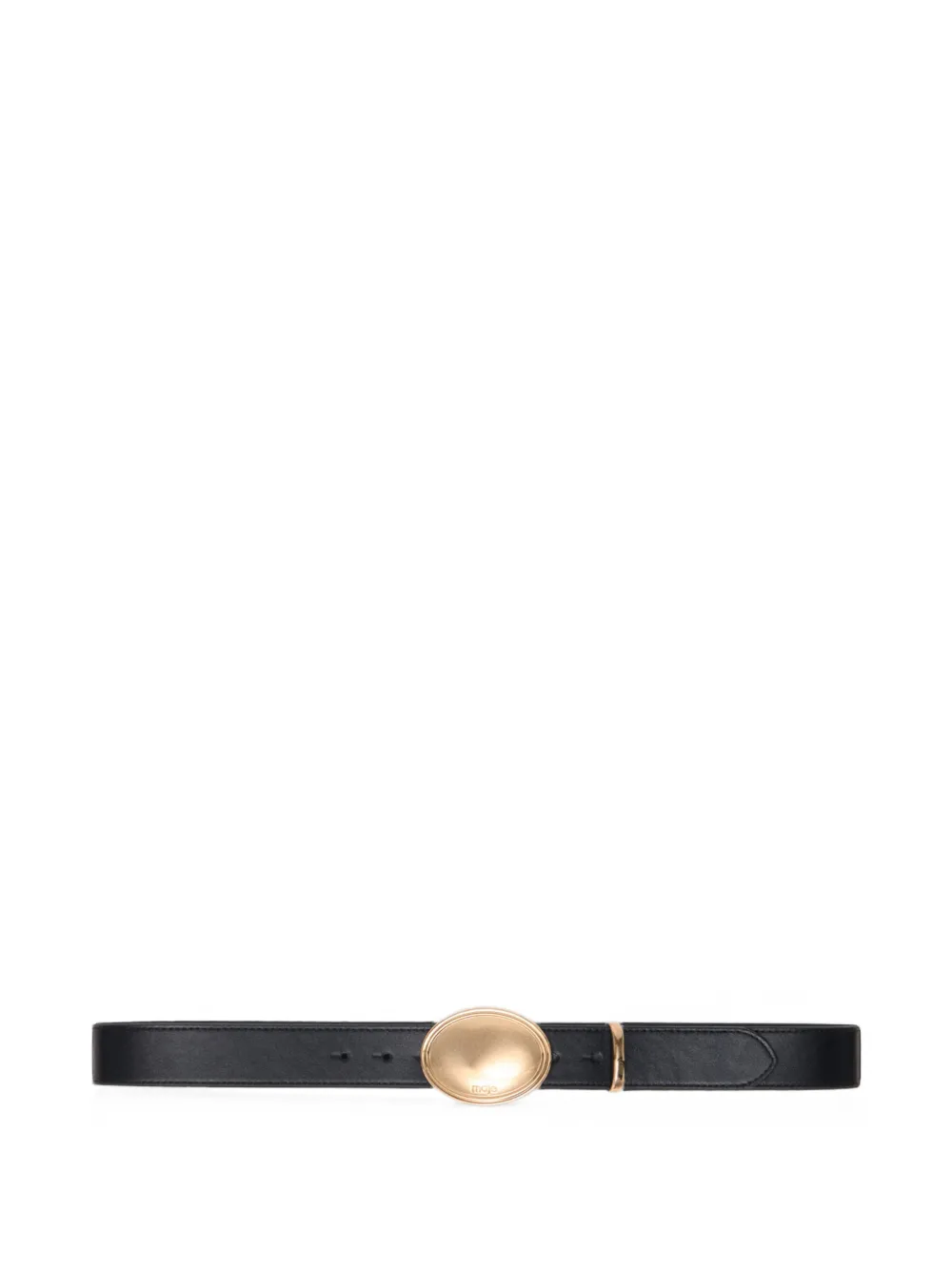 Maje leather belt with oval buckle - Nero