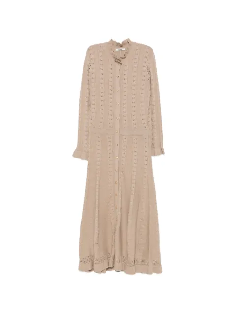 Maje vestido midi con volantes en el cuello