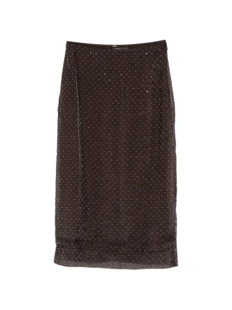 Maje rhinestone-embellished crinkled midi skirt