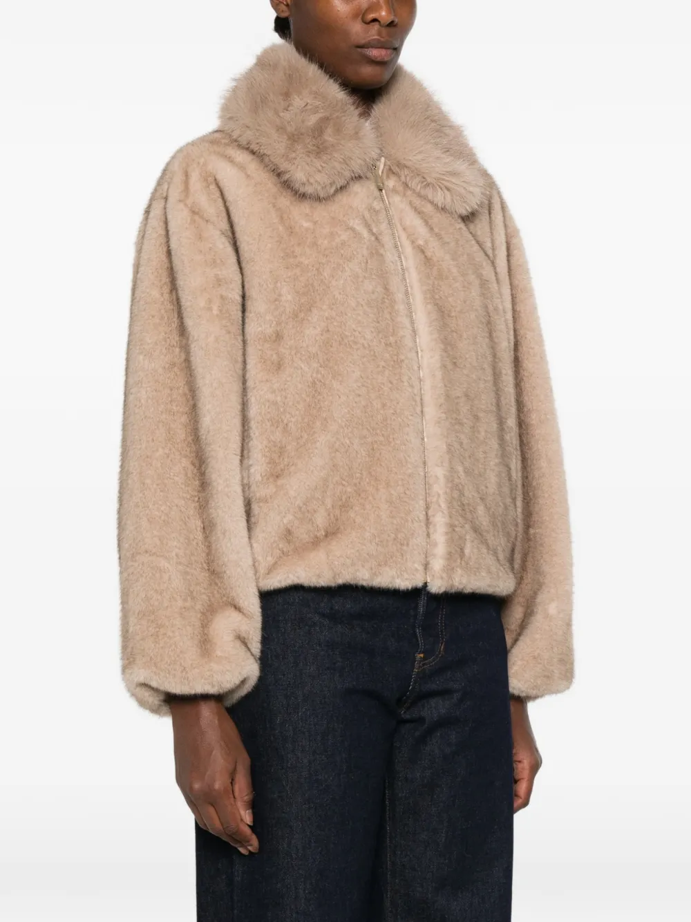 Maje Jas met sjaalkraag Beige
