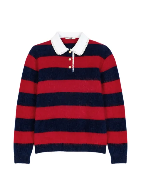 Maje fluffy jumper with poplin collar