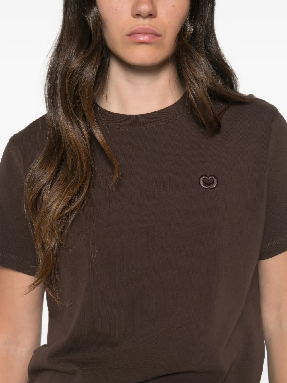 Maje T-shirt met geborduurd logo Bruin