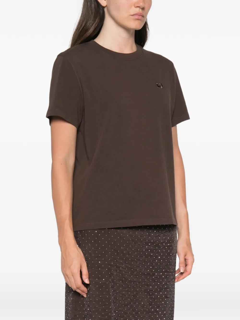 Maje T-shirt met geborduurd logo Bruin