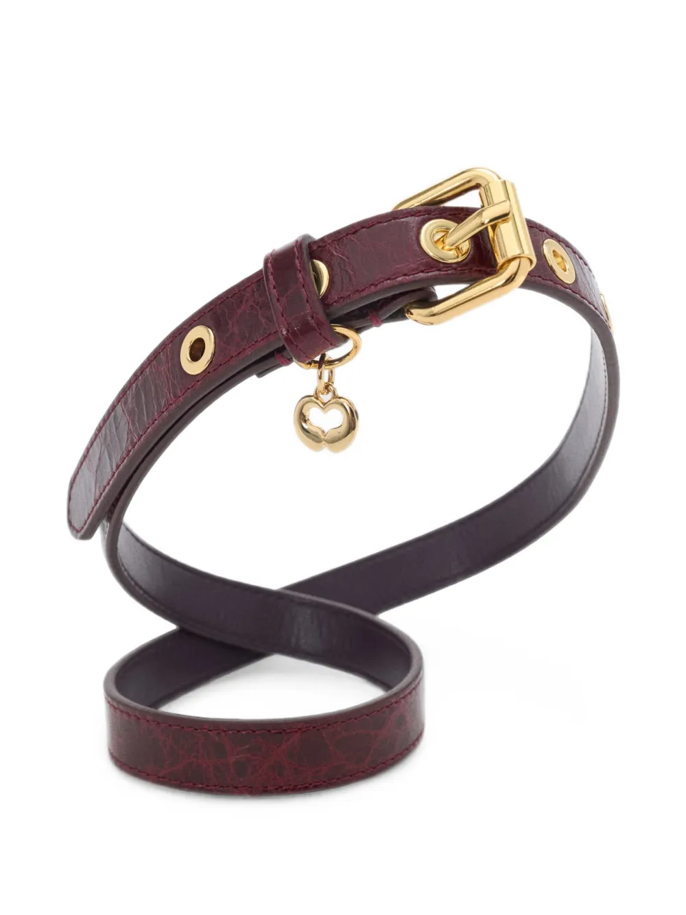 Maje slim leather belt with eyelets Rood
