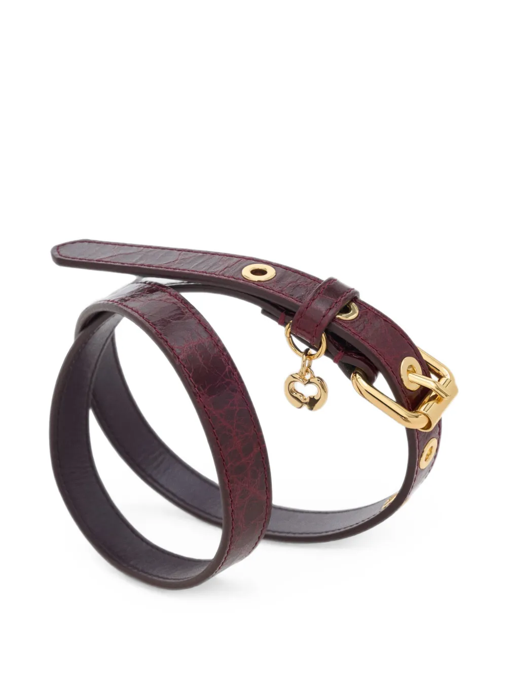 Maje slim leather belt with eyelets Rood