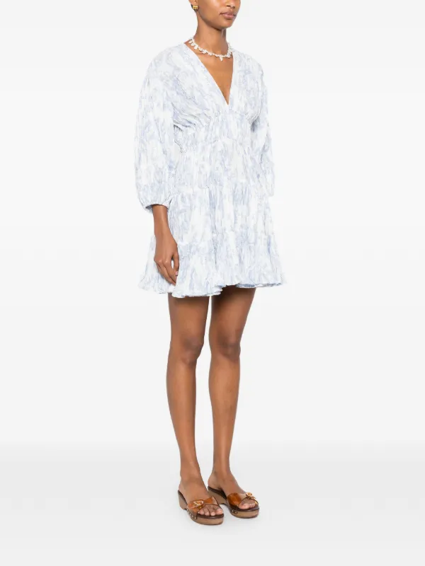maje floral print mini dress Maje floral-print Tiered Mini Dress | White