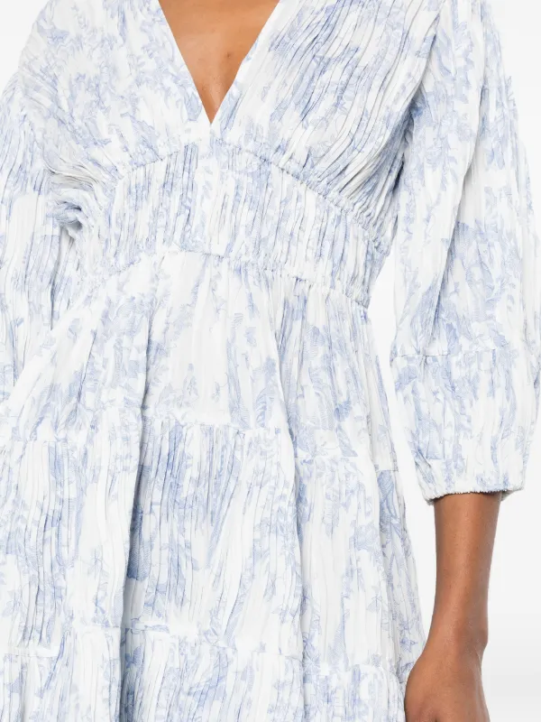 maje patterned pleated dress Patterned pleated dress Blue For Women