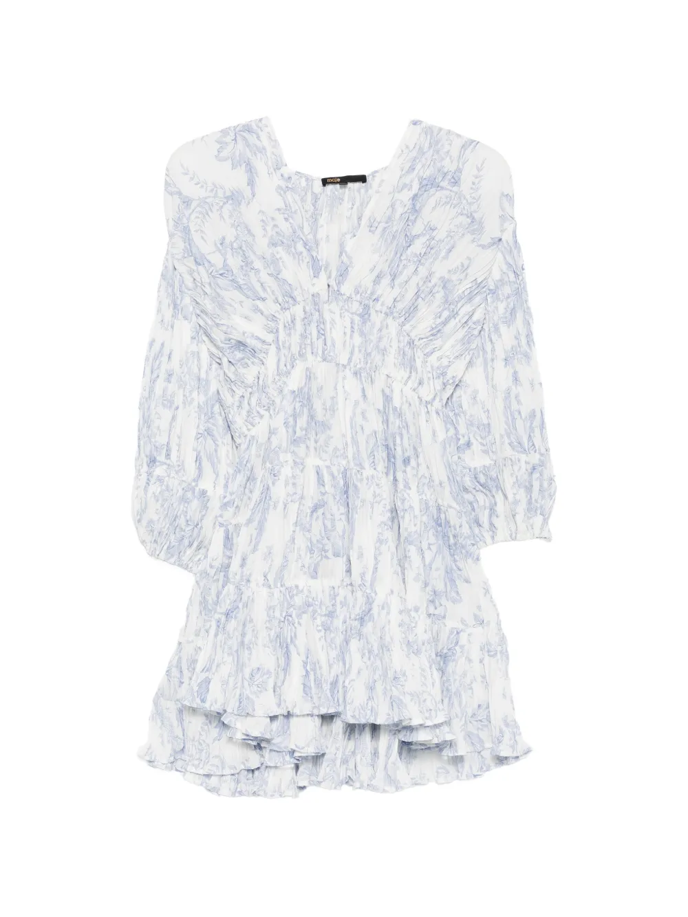 Maje floral-print tiered mini dress - Bianco