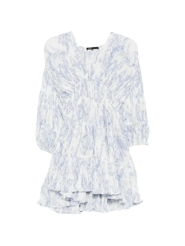 maje floral mini dress Maje floral-print Tiered Mini Dress | White