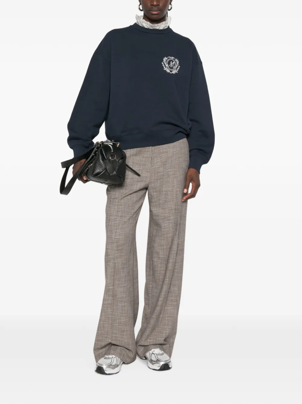 Maje Sweater met geborduurd logo Blauw
