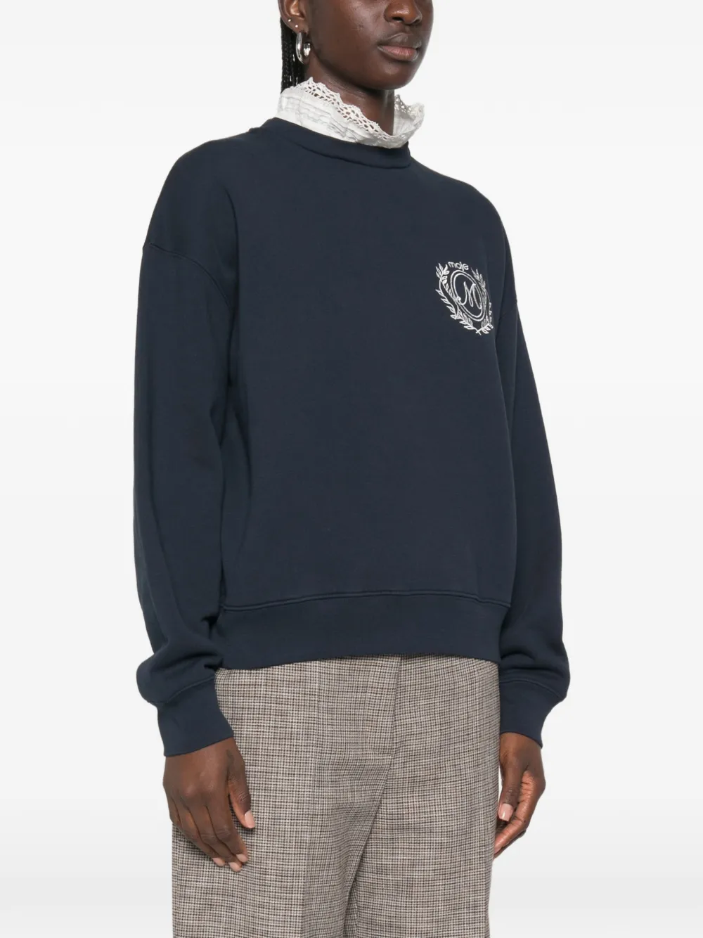 Maje Sweater met geborduurd logo Blauw