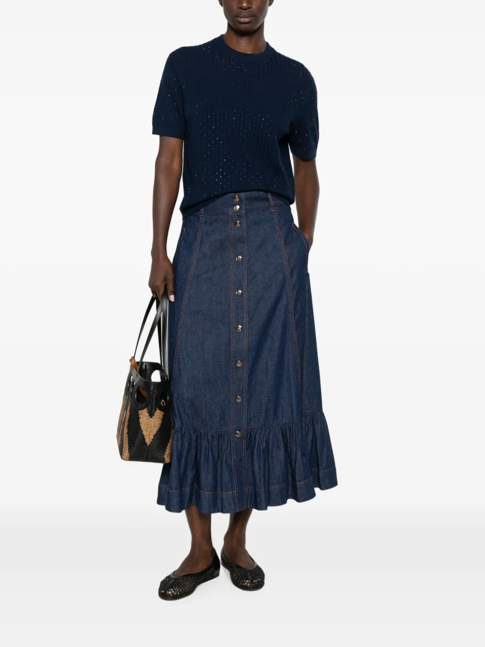 Maje T-shirt met ronde hals Blauw