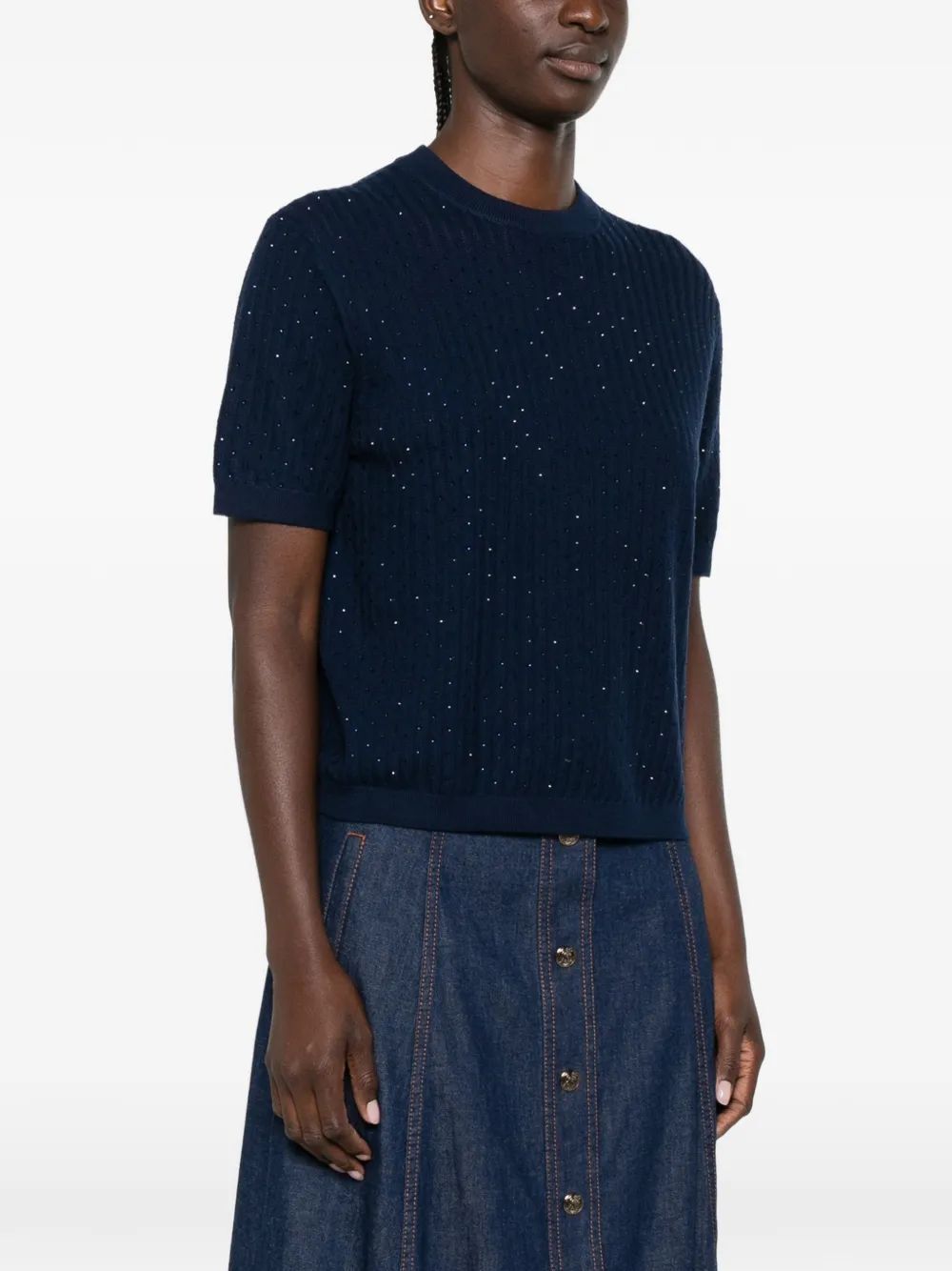 Maje T-shirt met ronde hals Blauw