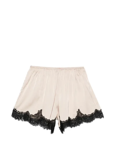 Maje lace-trim satin-finish shorts