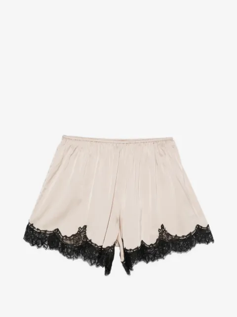 Maje lace-trim satin-finish shorts