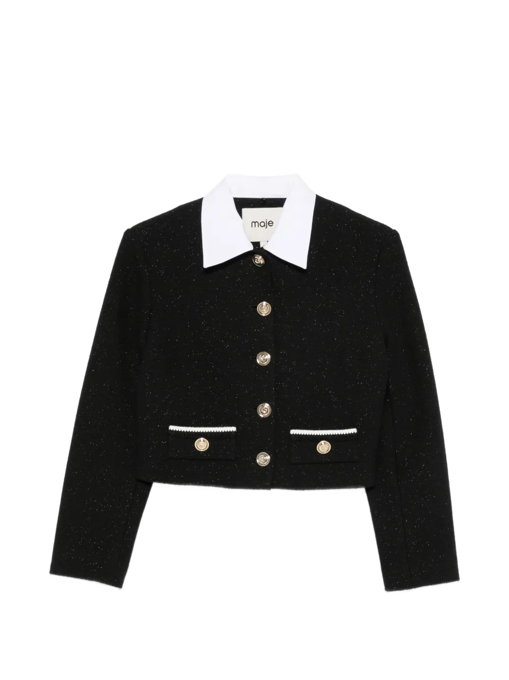 Maje button-up cropped jacket - Nero