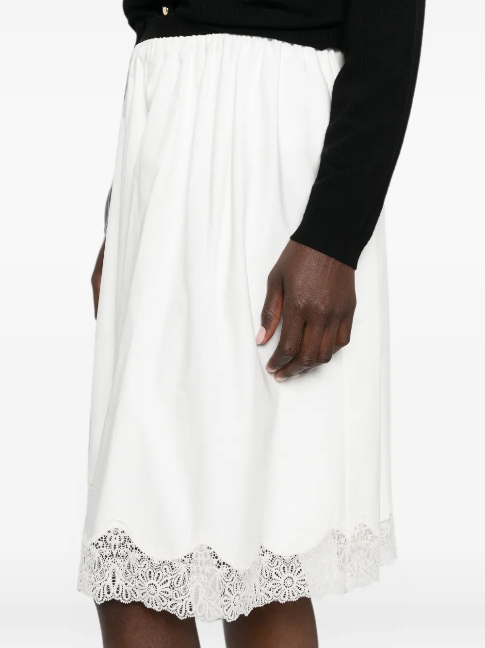 Maje Midi-rok met kant Wit