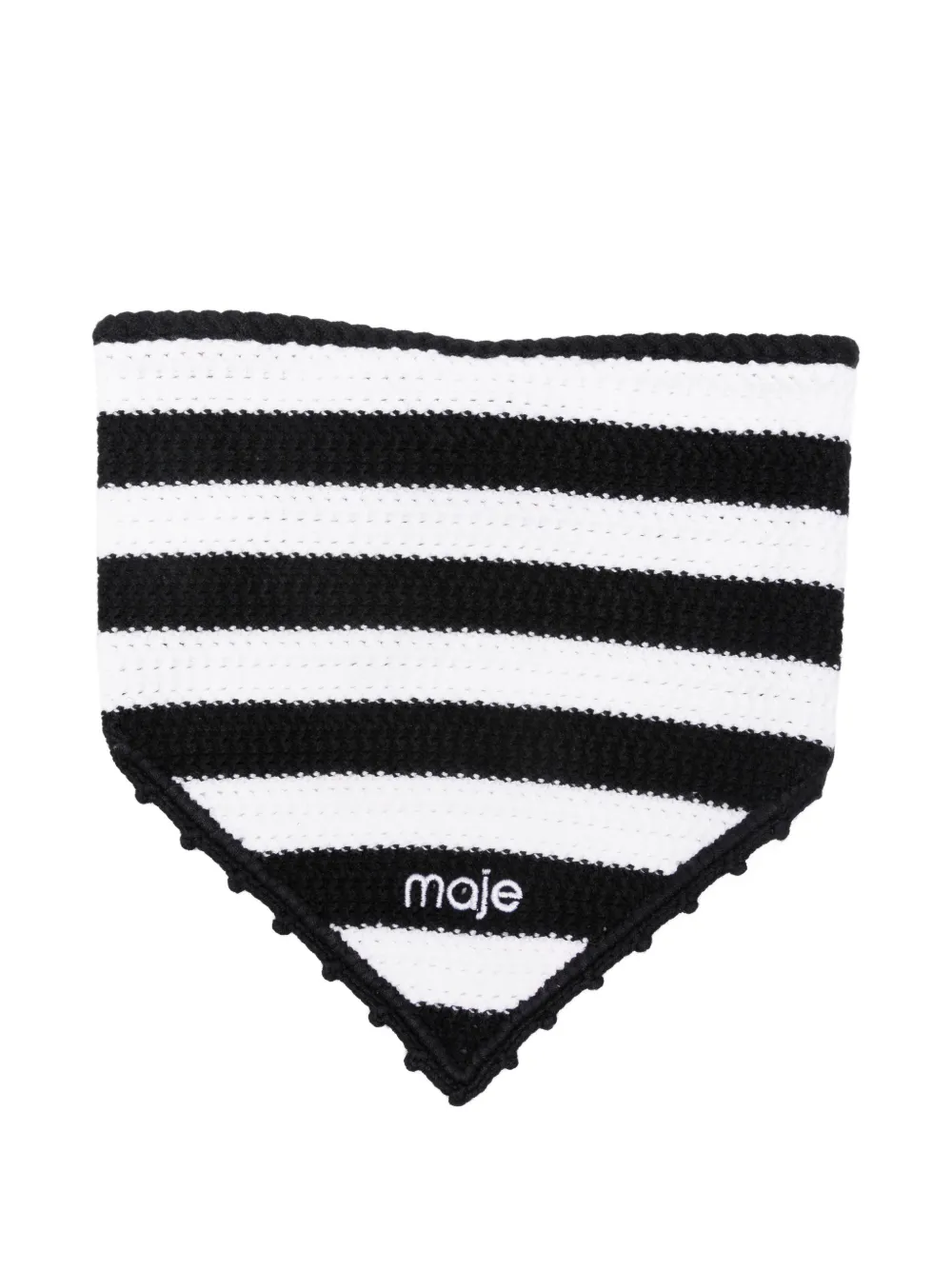 Maje Gehäkeltes Bandana mit Streifen - Schwarz