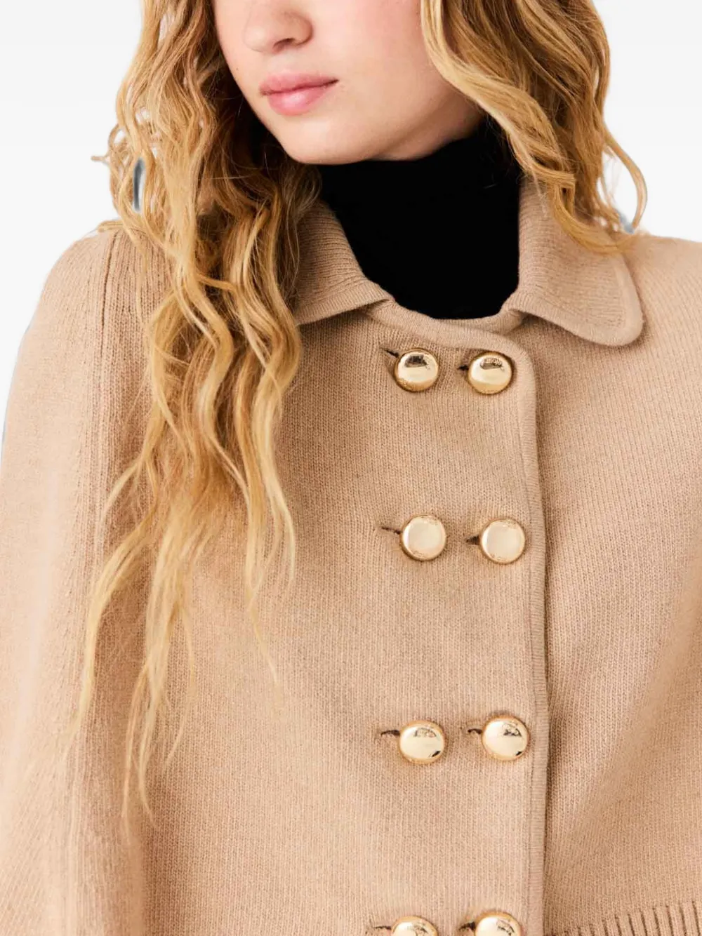 Maje Mini-cape van wolblend Beige