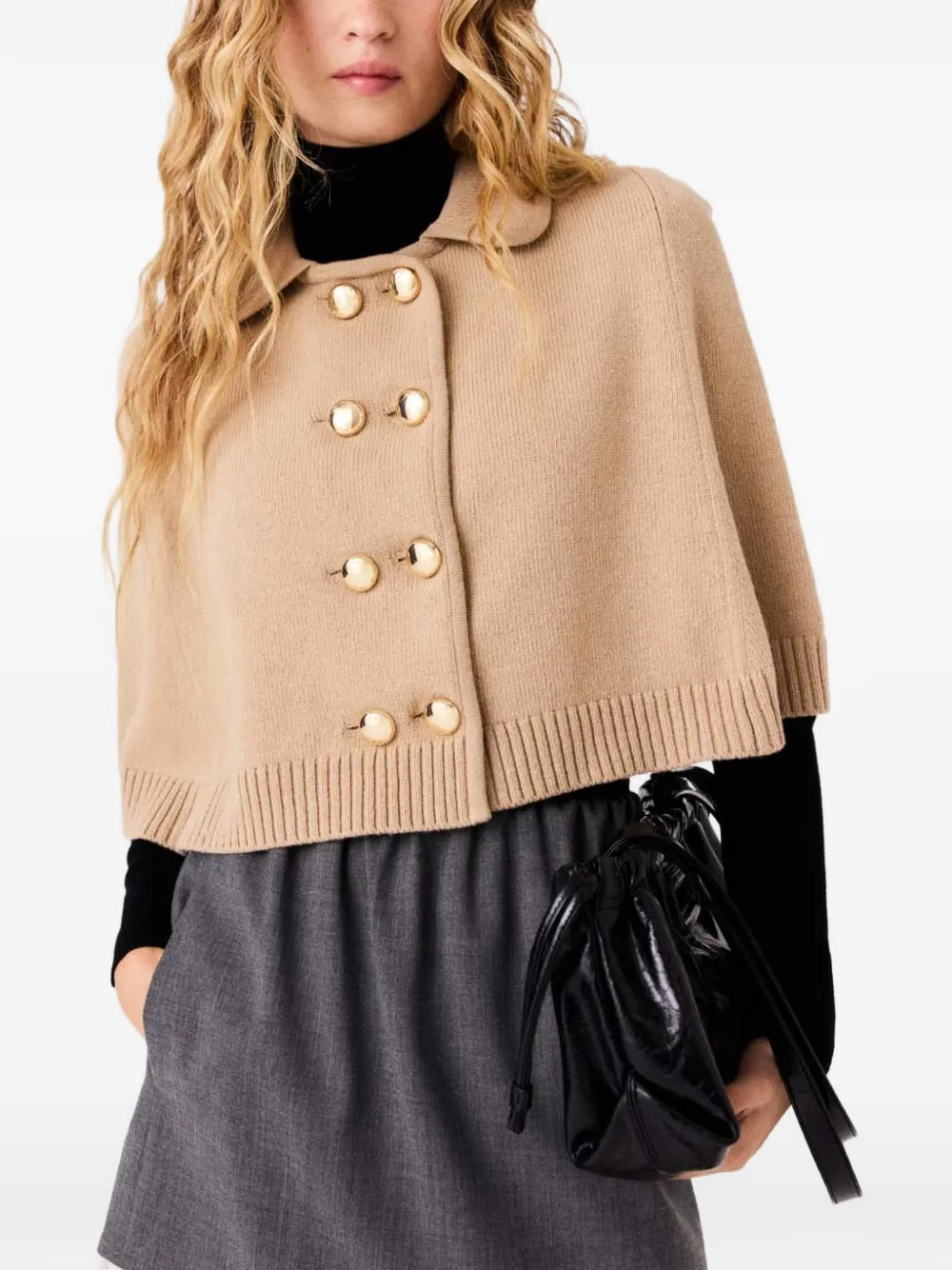 Maje Mini-cape van wolblend Beige