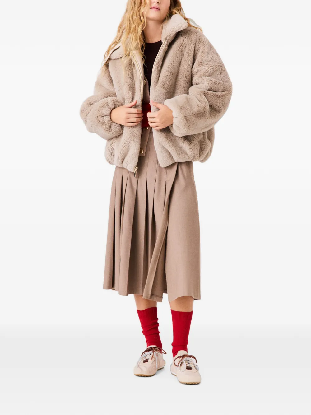 Maje Jack met kraag van imitatiebont Beige