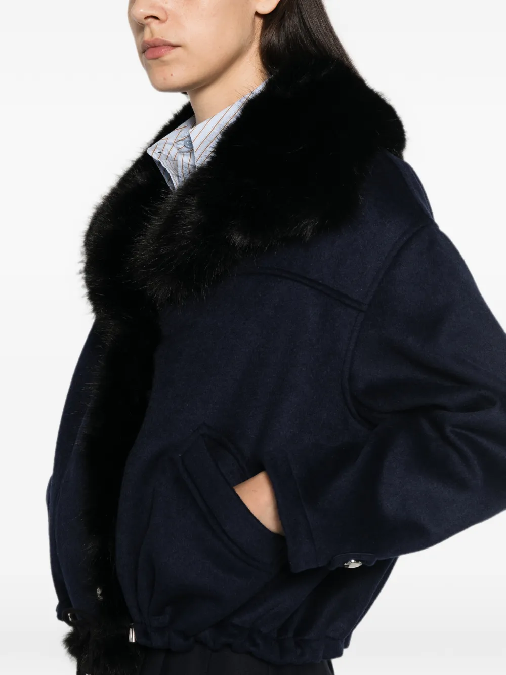 Maje Jas met sjaalkraag Blauw
