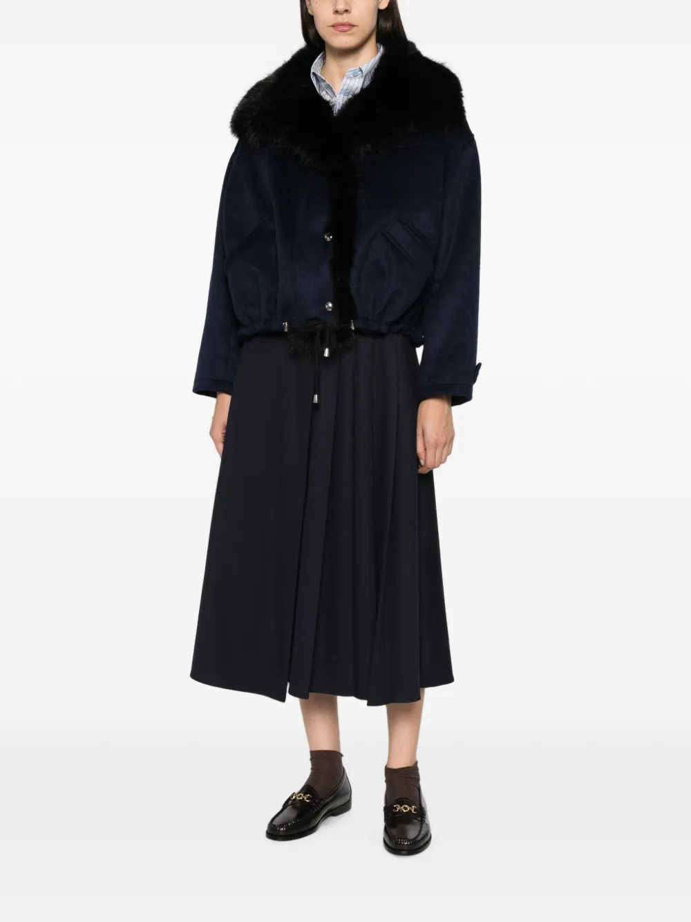 Maje Jas met sjaalkraag Blauw