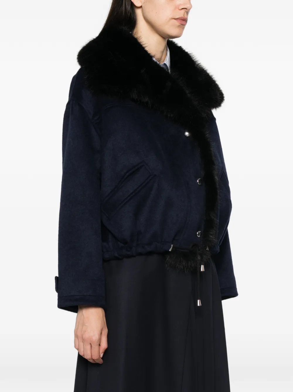 Maje Jas met sjaalkraag Blauw