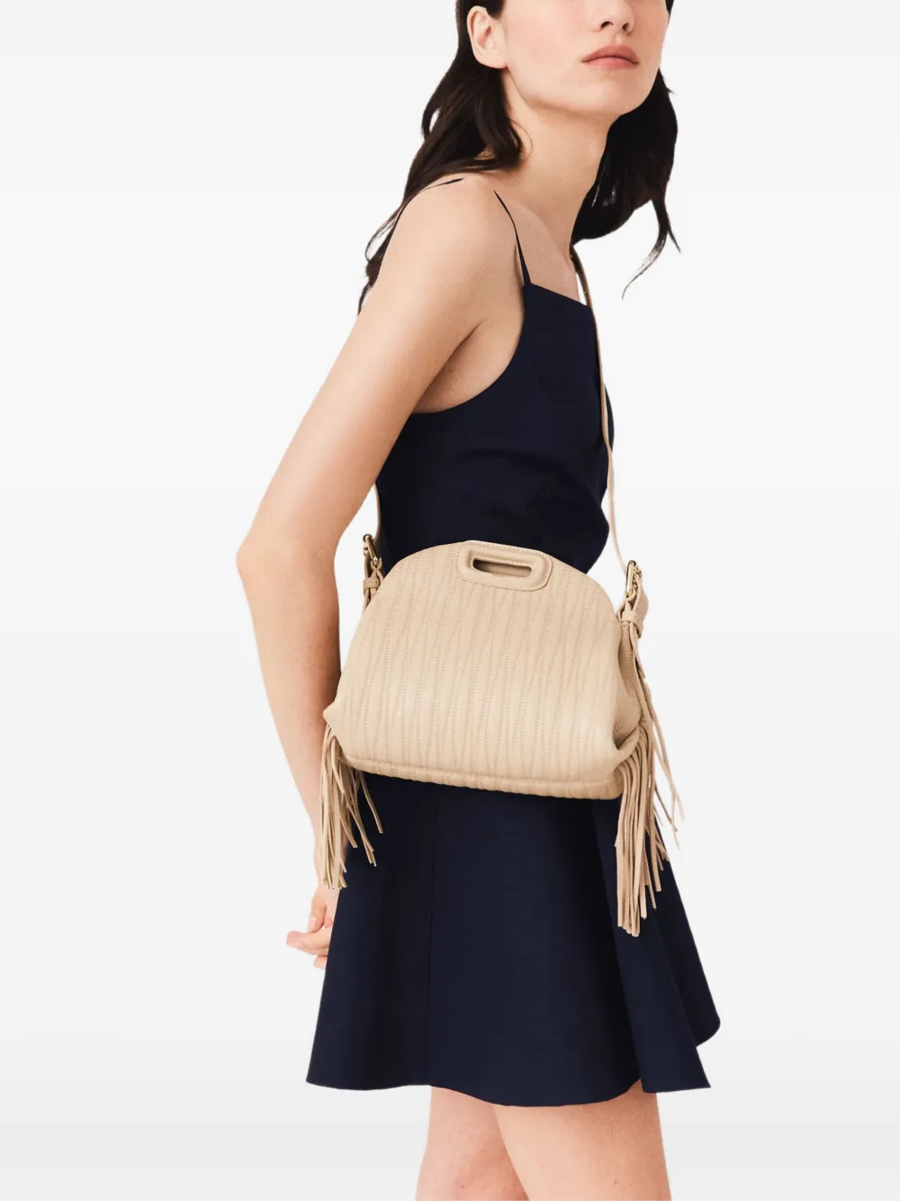 Maje Miss M shopper met franje Beige