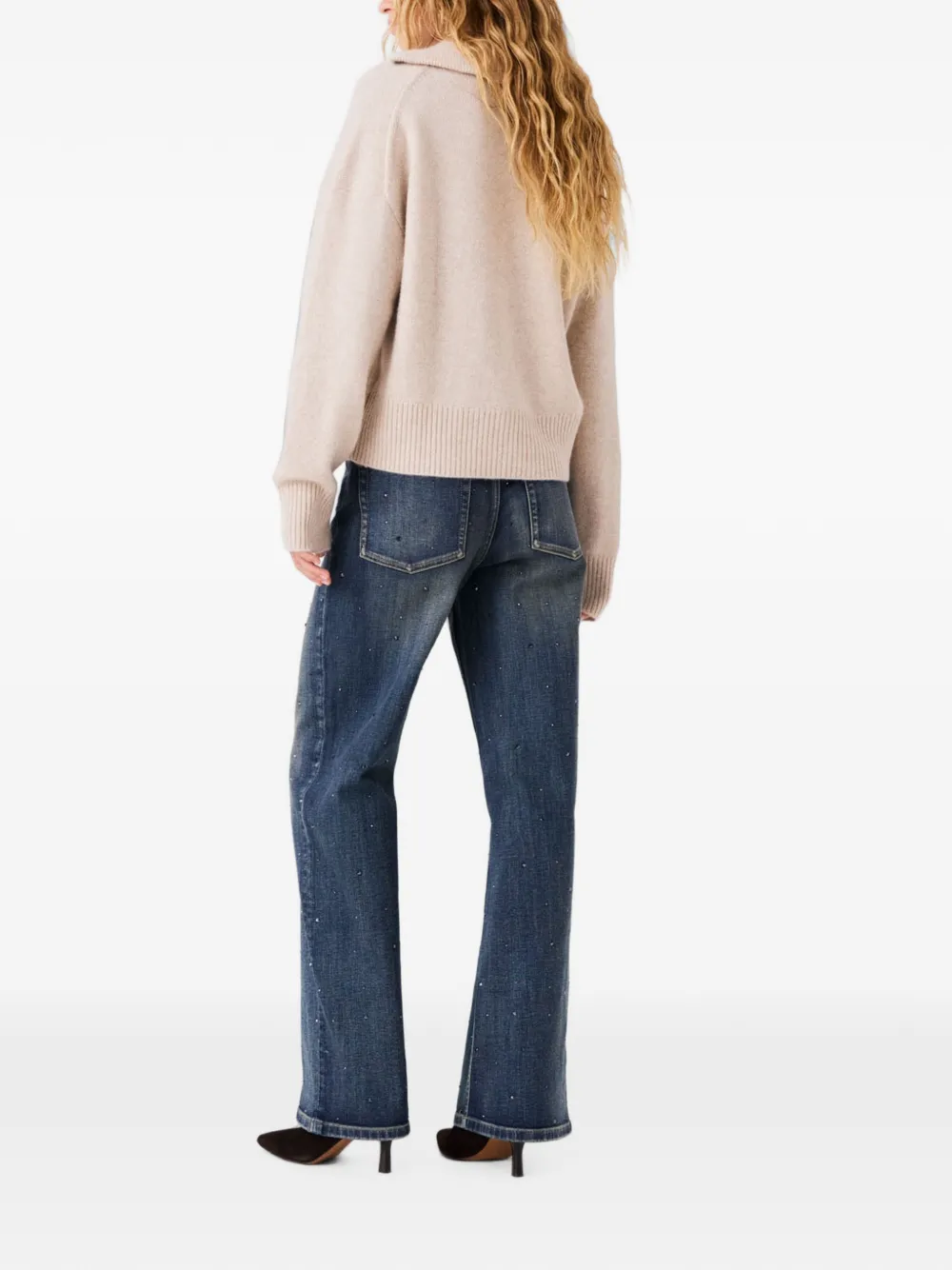 Maje Straight jeans verfraaid met stras Blauw