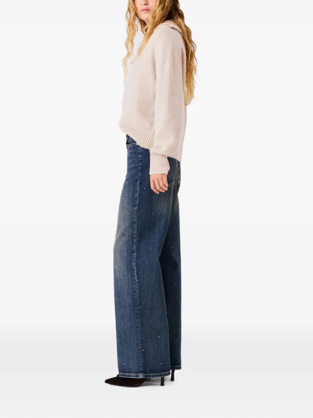 Maje Straight jeans verfraaid met stras Blauw