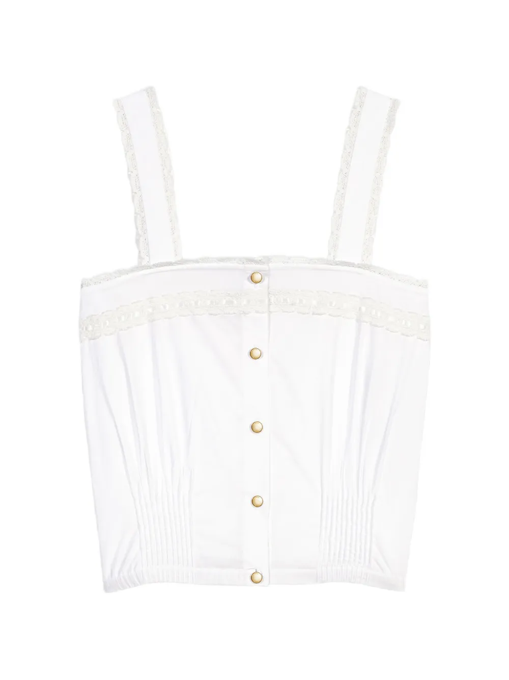 Maje lace-trim pleated top - Bianco