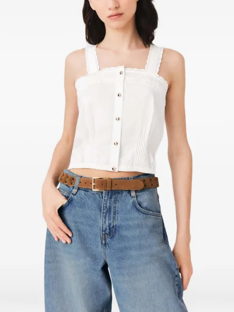 Maje crop top with lace trim