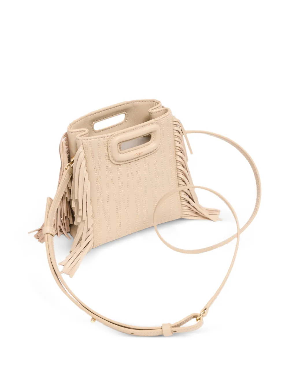 Maje Kleine shopper met franje Beige