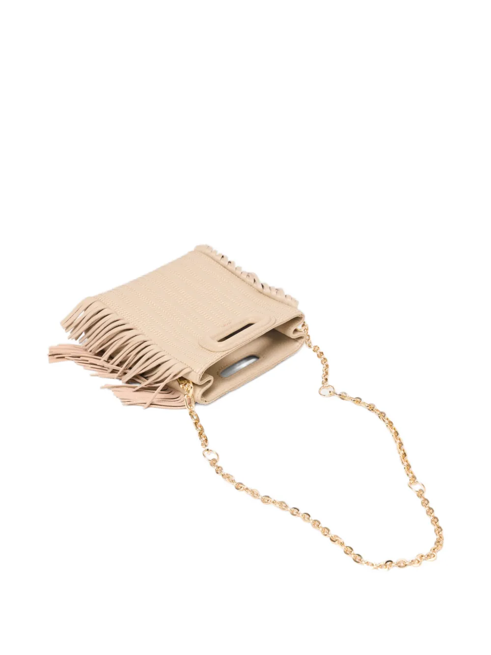 Maje Kleine shopper met franje Beige
