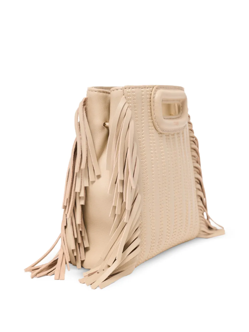 Maje Kleine shopper met franje Beige