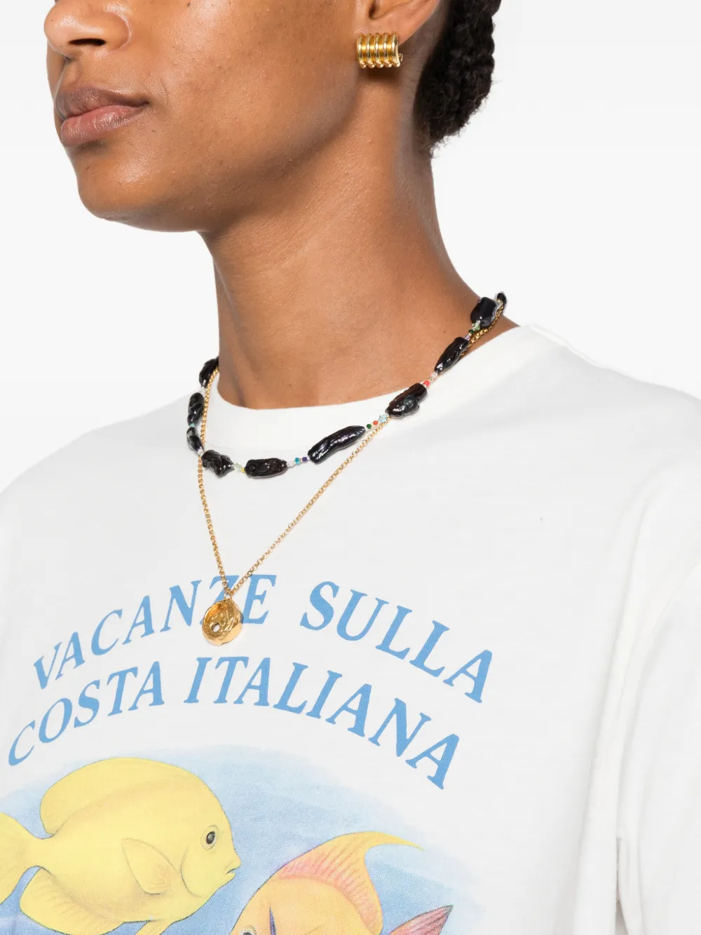 Maje x Blanca T-shirt met visprint Beige