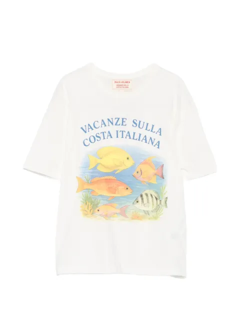 Maje playera con peces estampados en colaboración con Blanca