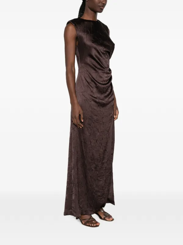 maje brown dress crinkled-effect Sleeveless Maxi | team it with a