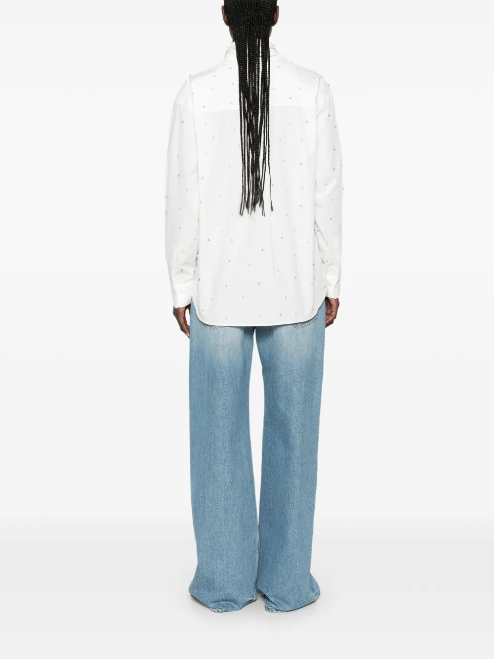 Maje Blouse verfraaid met parels en strik Wit