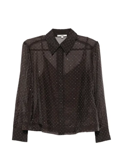 Maje rhinestone-embellished sheer shirt