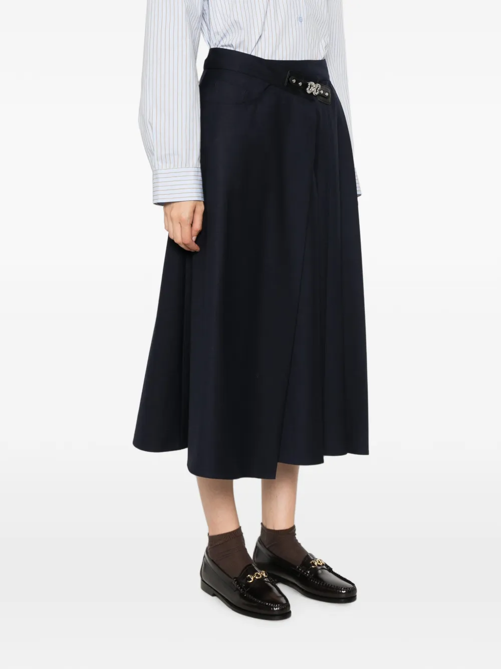 Maje Jarmand midi-plooirok met gespdetail Blauw