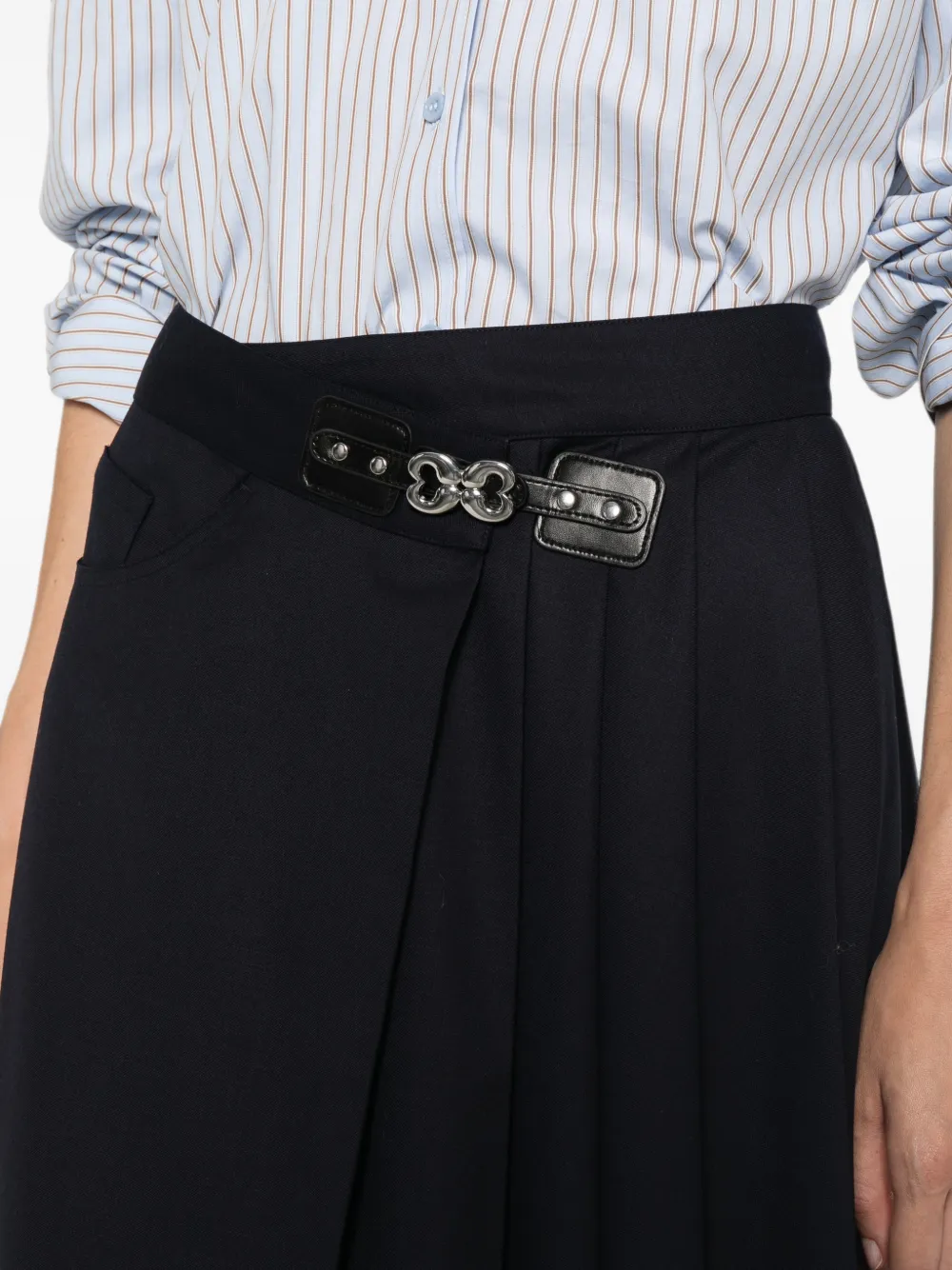 Maje Jarmand midi-plooirok met gespdetail Blauw