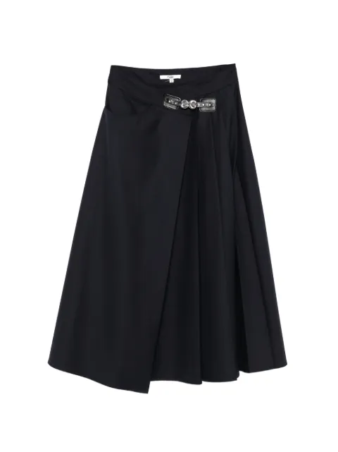 Maje Jarmand pleated-design buckle-detail midi skirt