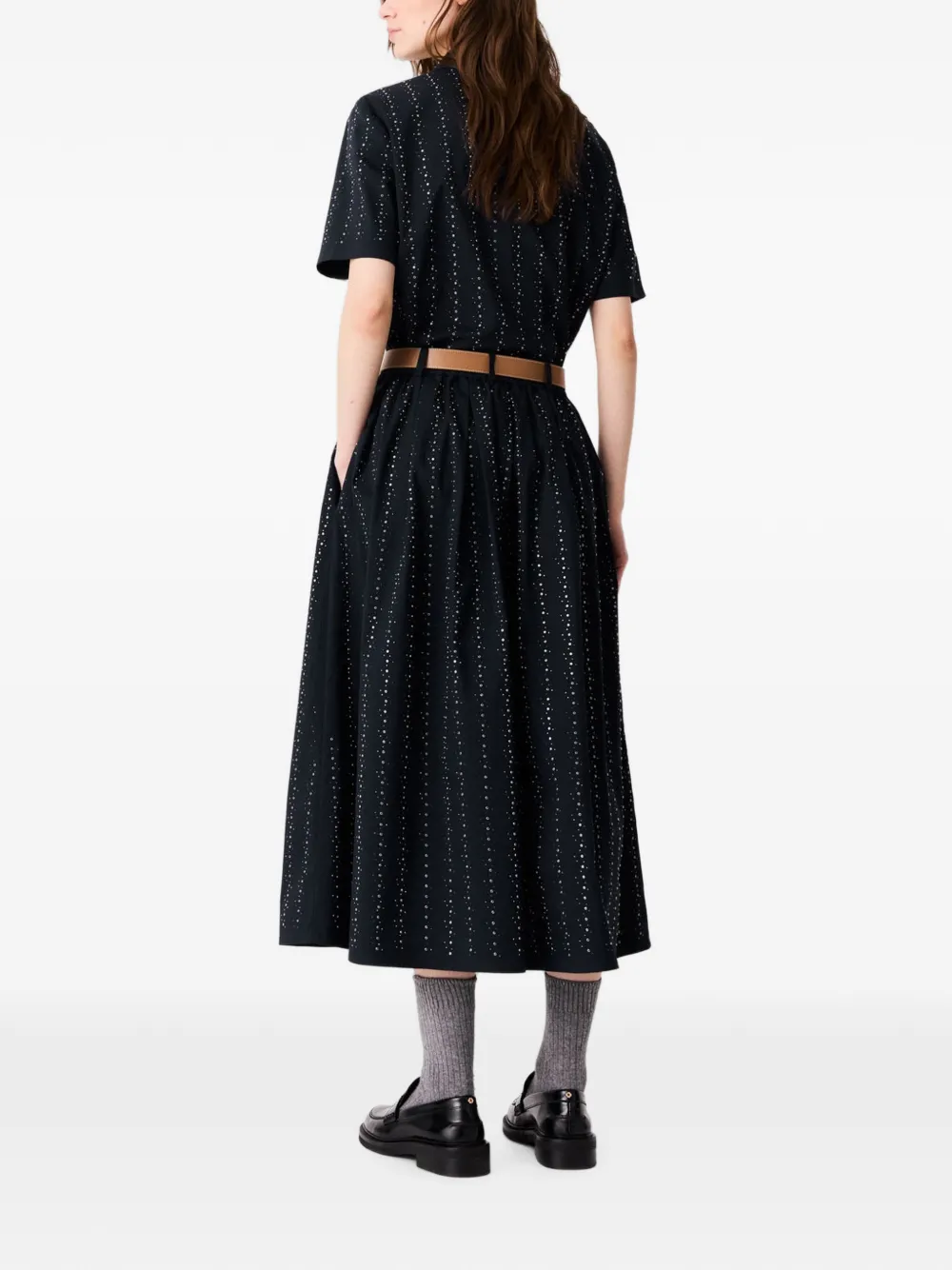 Maje Verfraaide midi-rok met A-lijn Blauw